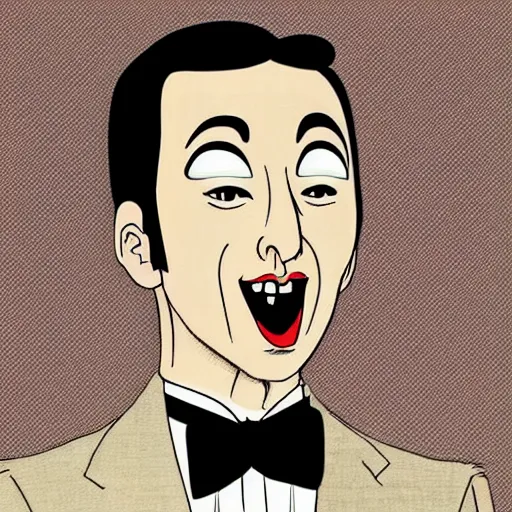 Image similar to pee - wee herman, digital art, utamaro kitagawa style