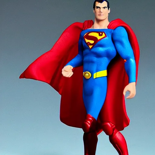 Image similar to A close-up of an extremely detailed action figure of Superman if he actually looked like a martian