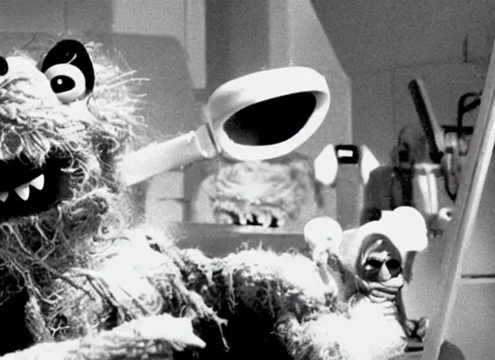 Prompt: transformation scene from the 1 9 8 2 science fiction film muppet john carpenter ’ s the thing
