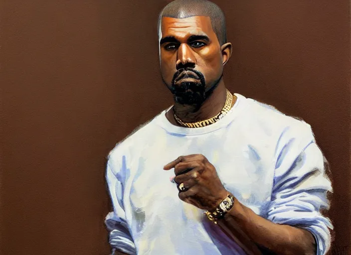 Image similar to a highly detailed beautiful portrait of kanye west, kanye west, by gregory manchess, james gurney, james jean