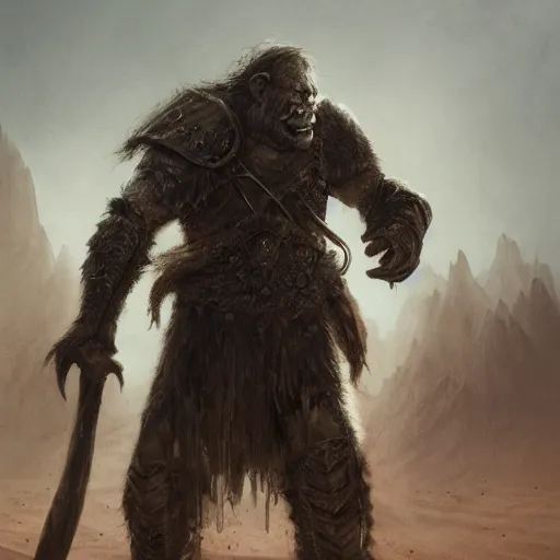 Prompt: A single knight standing against an army of orcs in the desert, HD, ultra detail, matte, fantasy, famous illustration, masterpiece, dark atmosphere, war, good value control, intricate, cinematic, concept art, art by Leesha Hannigan and Greg Rutkowski, 8K, foggy,