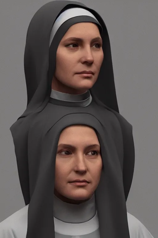 Prompt: portrait of Daniel Trejo as church nun, intricate, highly detailed, artstation