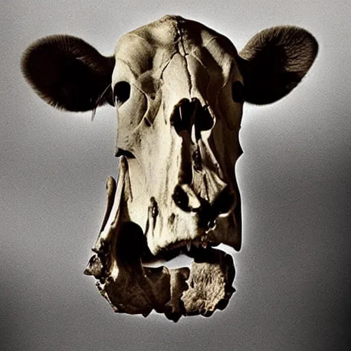 Prompt: a skull made out of cow, national geographic photo