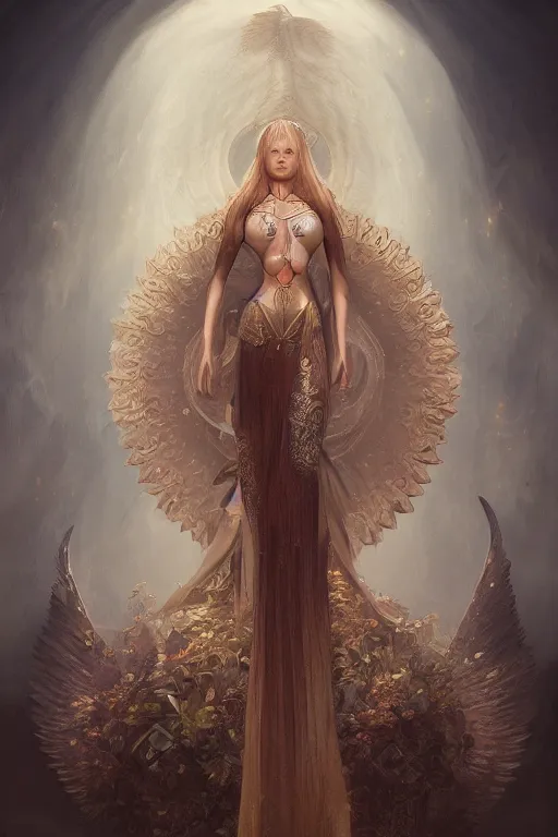 Image similar to A beautiful digital painting of a female Seraphim, princess, intricate, cinematic lighting, highly detailed, digital painting, Artstation, concept art, smooth, sharp focus, illustration, art by Tom Bagshaw, Artgerm and Greg Rutkowski