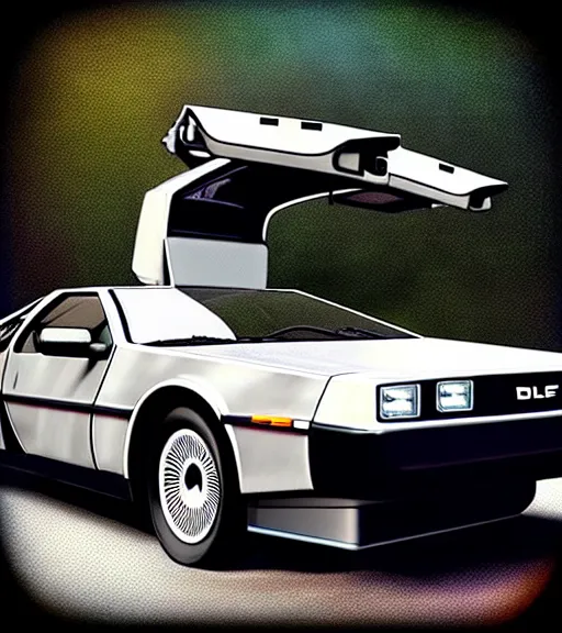 Image similar to bttf delorean in rdr2, full show, entire car in view, trending on Instagram, photo