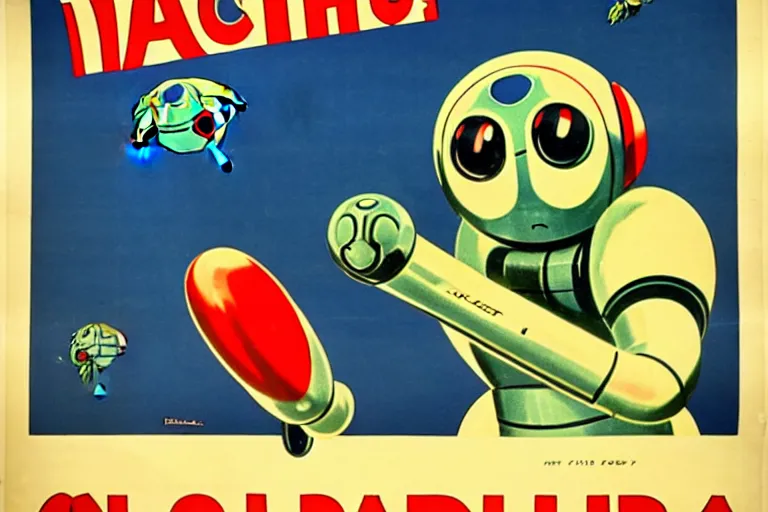 Prompt: 1940s poster,tachikoma