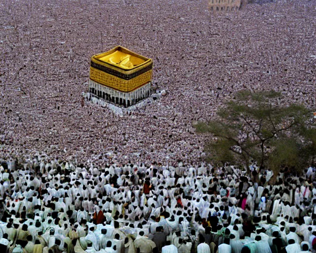 Image similar to 10,100 adoring lovers surrounding the kaaba in mecca