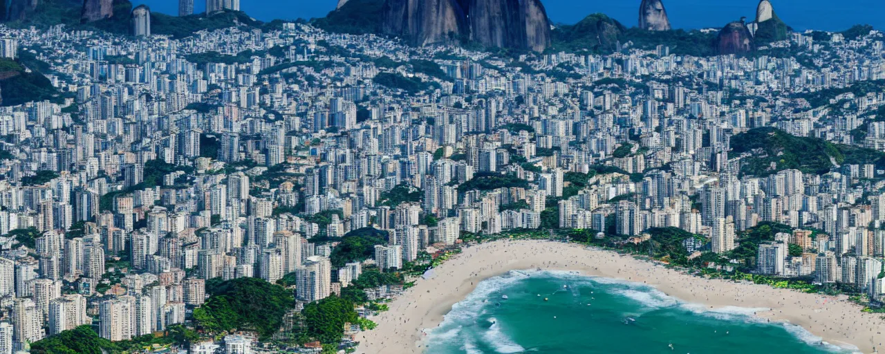 Prompt: beautiful birds eye view of Copacabana beach in Rio de Janeiro anime by makoto shinkai, very coherent symmetrical artwork high detail 8k