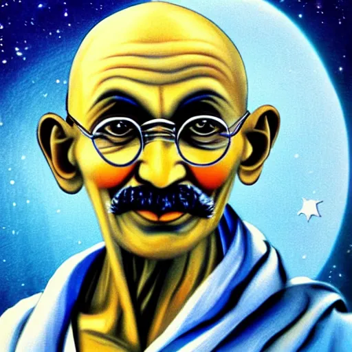 Prompt: Mahatma Gandhi in space nirvana