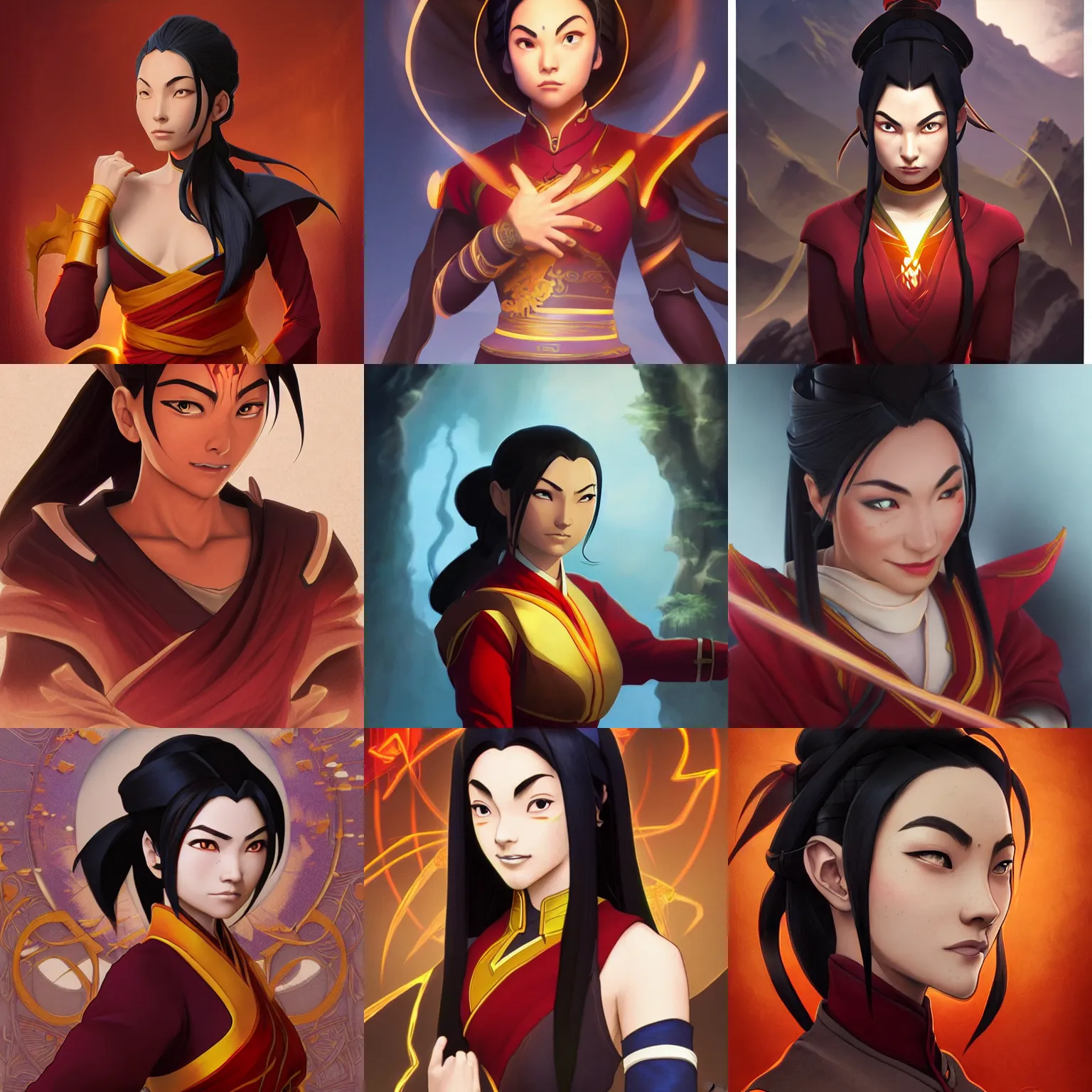 Prompt: Azula from ATLA, Mark Edward Fischbach, intricate, highly detailed, digital painting, artstation, concept art, smooth, sharp focus, illustration, Unreal Engine 5, 8K, art by artgerm and greg rutkowski and alphonse mucha