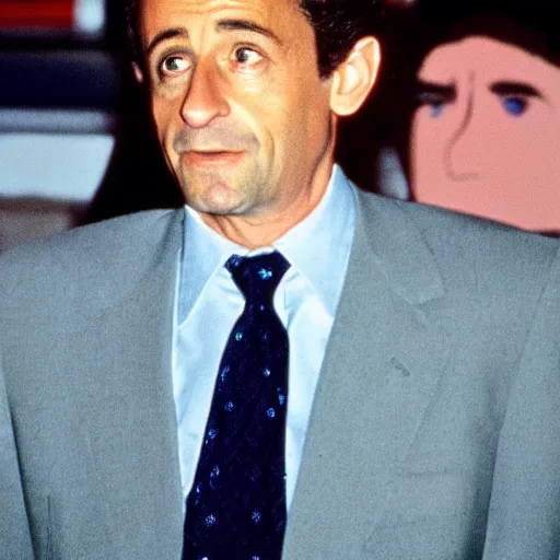 Prompt: 80s movie still portrait of Nicolas Sarkozy, cinestill 800t, lowest quality many artefact blurry, VHSrip