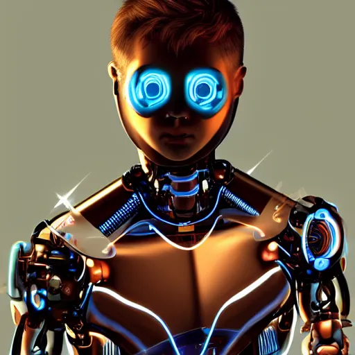 Image similar to a handsome hunky young man with modest and beautiful cybernetic enhancements