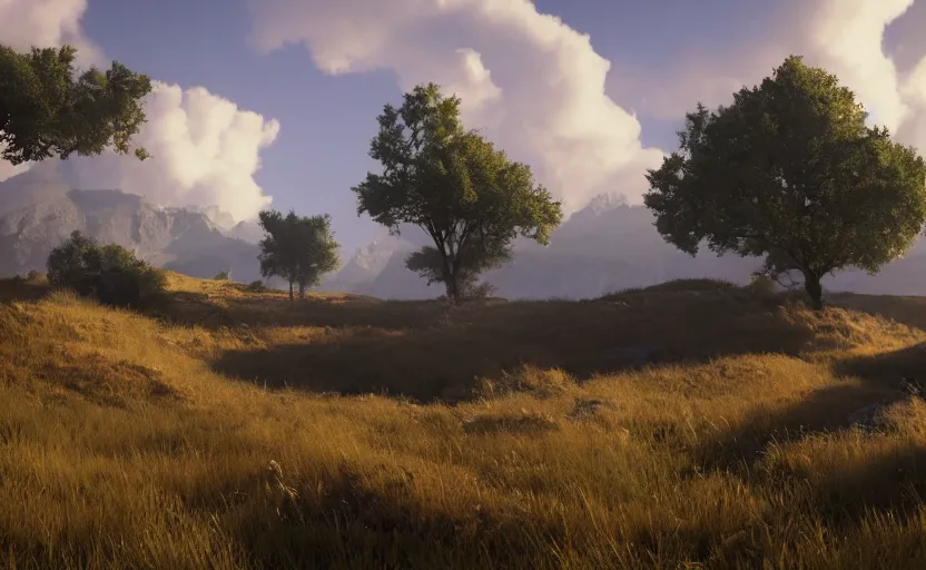 Prompt: beautiful landscape, Unreal Engine 5, RTX, AAA Game, Detailed 3D Render, Cinema4D