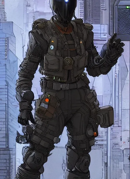 Prompt: apex legends cyberpunk spy in stealthsuit. concept art by james gurney and mœbius. gorgeous face.