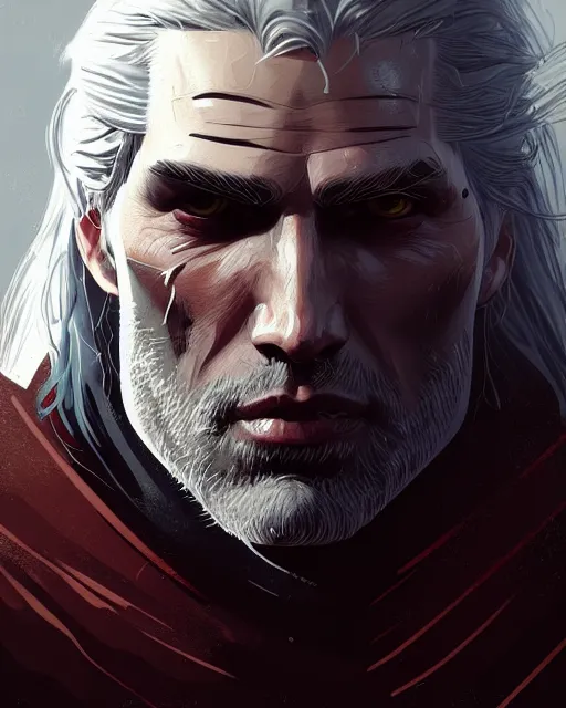 Prompt: portrait of geralt of rivia, concept art, brush stroke style, artstation, trending, highly detailed, smooth, focus, art by cedric peyravernay