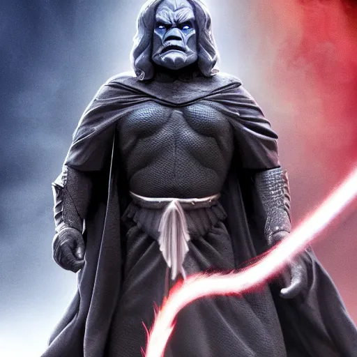 Image similar to Gandalf as DC Darkseid movie picture, dslr photo