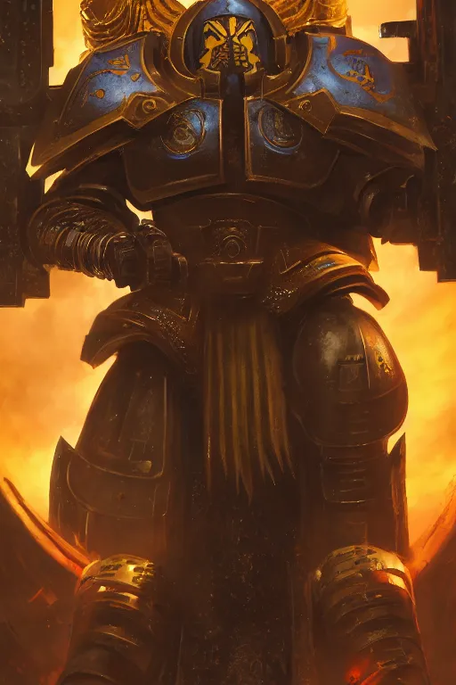 Image similar to armor portrait heros warhammer 4 0 k horus heresy fanart - the primarchs emperor by johannes helgeson animated with vfx concept artist & illustrator global illumination ray tracing hdr fanart arstation zbrush central hardmesh 8 k octane renderer comics stylized