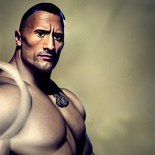 Image similar to Dwayne Johnson wearing a maid dress and cat ear headband, photorealism, photorealistic imagery, fullbody model shoot,