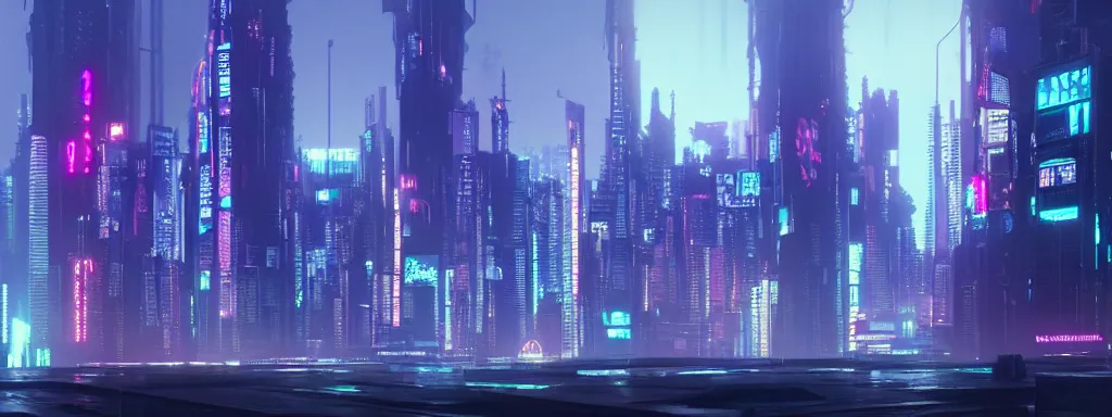 Prompt: matte painting of a neon cyberpunk mega city in the film ghost in the shell, trending on artstation, 8k, ultra hd