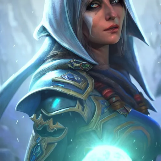 Image similar to hyperrealist portrait of sylvanas windrunner on a blue planet. by bayard wu, fantasy, photorealistic, octane render, unreal engine, dynamic lighting, trending on artstation, poster, volumetric lighting, very detailed faces, 4 k, award winning