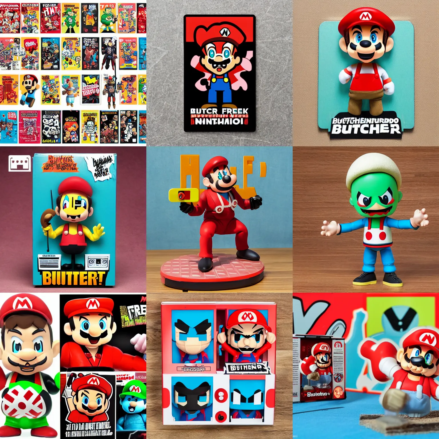 Prompt: nintendo, butcher billy, freak out, stop motion, vinyl action figure