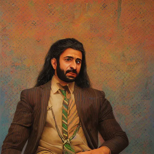 Image similar to Kurdish lawyer, award winning painting, incredibly detailed, extremely detailed, trending on artstation, extremely hyperealistic, 8k hd