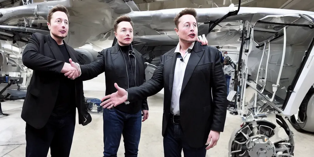 Image similar to still image of elon musk meet elon musk