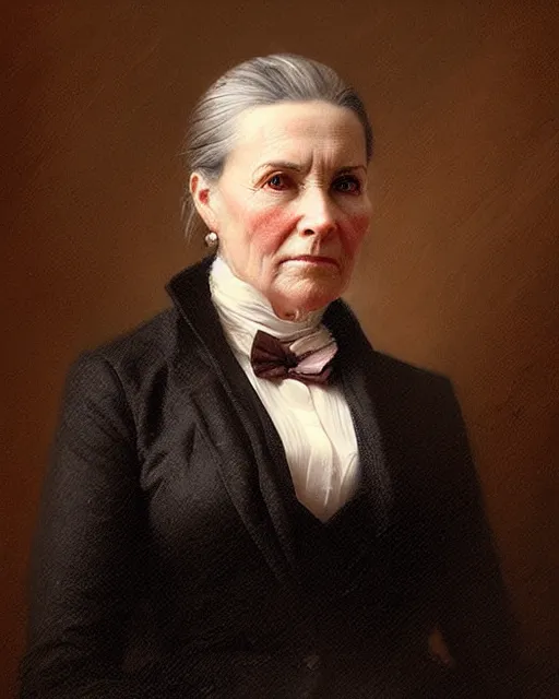 Prompt: portrait of a 1 8 7 2 united states president, she is a pretty young woman aged 4 0 years old, detailed young face, 1 9 th century, highly detailed, cinematic lighting, digital art painting by greg rutkowski