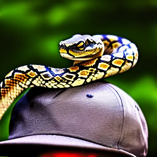 Image similar to snakes wearing hats, photo, detailed, 4k