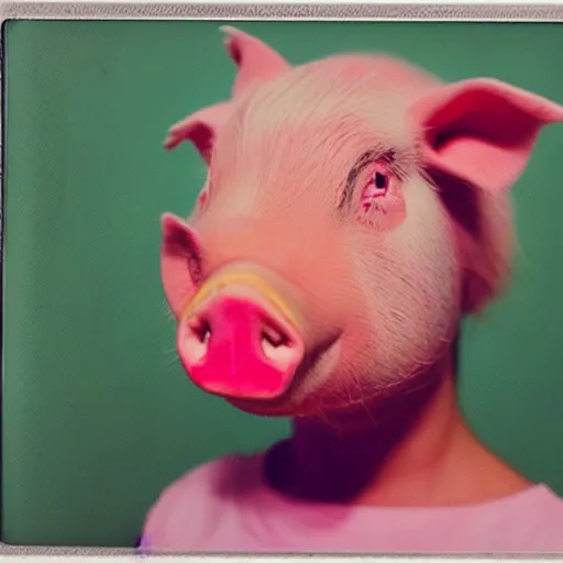 A girl with a pig face. Colorful polaroid. | Stable Diffusion | OpenArt