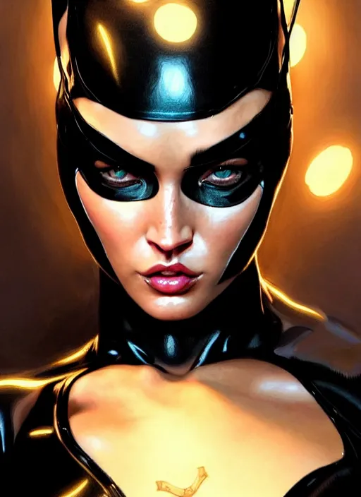 Prompt: portrait of apex legends megan fox as catwoman, intricate, elegant, glowing lights, highly detailed, digital painting, artstation, glamor pose, concept art, smooth, sharp focus, illustration, art by artgerm and greg rutkowski, artey freytag