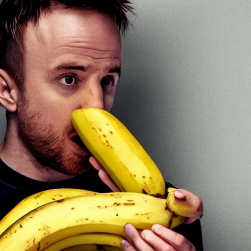 Image similar to jesse pinkman eating a banana submerged in lava