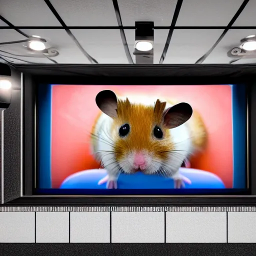 Image similar to photo of the cinema screen, a movie about hamsters is on the screen, unedited, sharp focus, 8 k