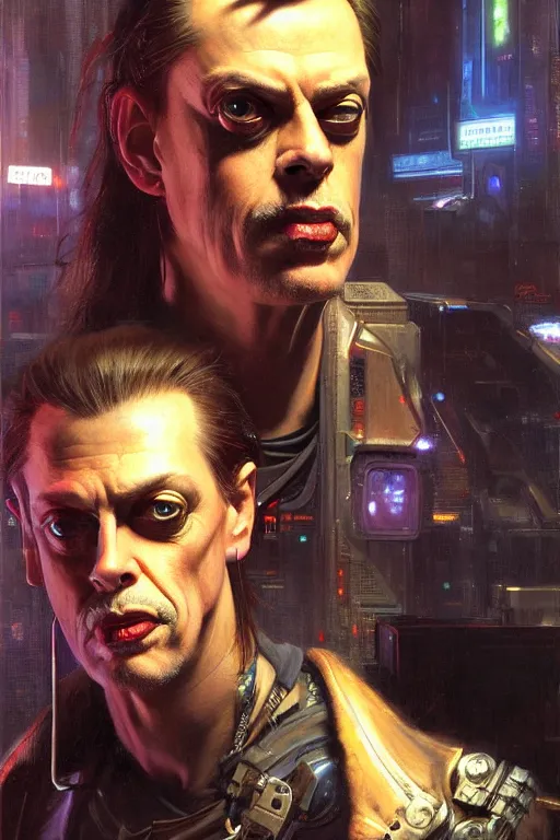 Image similar to cyberpunk steve buscemi, character design, painting by gaston bussiere, katsuya terada, frank frazetta, tom of finland, trending on artstation