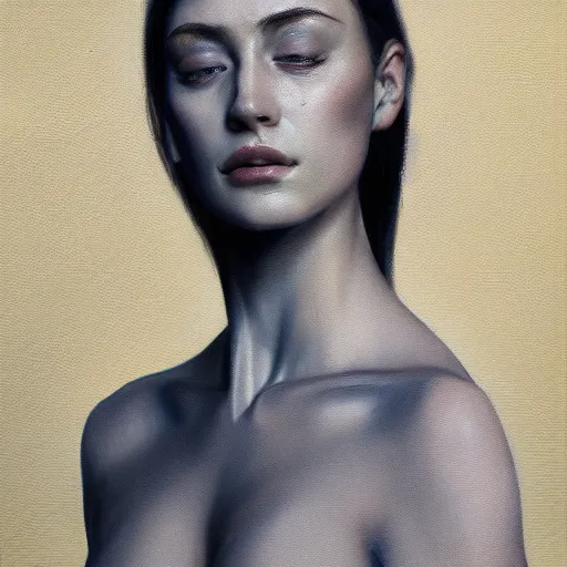 Image similar to a beautiful woman, anatomy, aesthetic, oil painting, pale colors, high detail, 8 k, wide angle, octane render, trending on artstation,