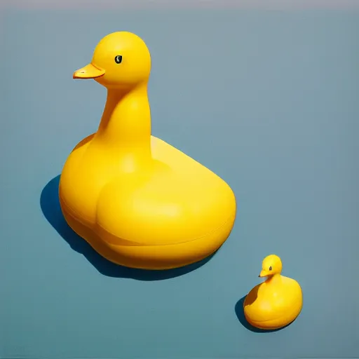 Prompt: portrait of a yellow rubber duck, by beeple, ocean ， advanced, oil on canvas.