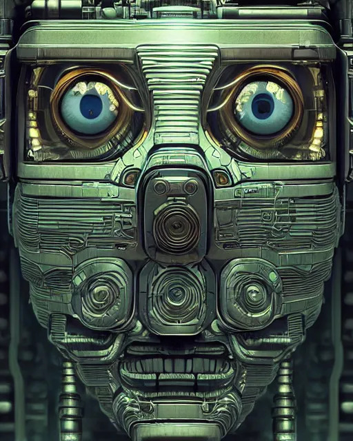 Image similar to portrait of funny giant eyes android mechanoid cube, intricate abstract. intricate artwork, by tooth wu, wlop, beeple, dan mumford. concept art, octane render, trending on artstation, greg rutkowski very coherent symmetrical artwork. cinematic, key art, hyper realism, high detail, octane render, 8 k, iridescent accents