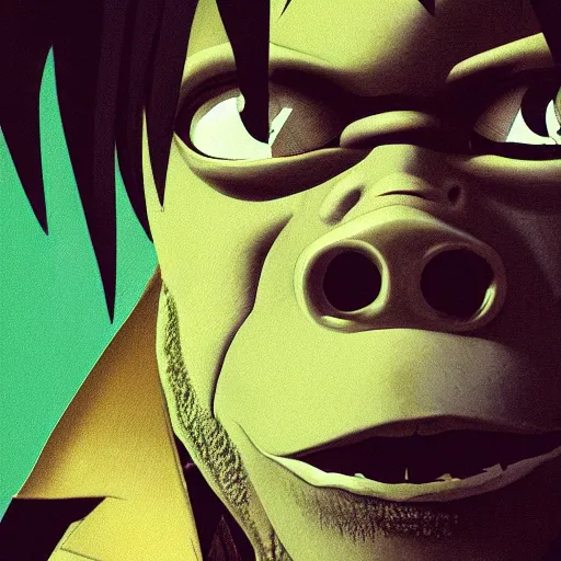 Image similar to Gorillaz Album Cover, realistic, hyperrealistic, highly detailed, very detailed, ultra detailed, HD quality, 4k resolution, 8k resolution, trending on Artstation