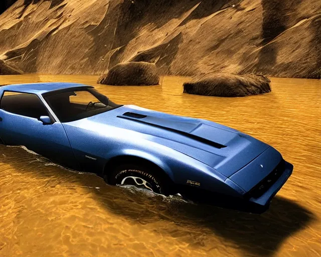 Prompt: 1 9 8 2 pontiac firebird trans am submerged under water, cinematic, photoreal, by red dead redemption 2