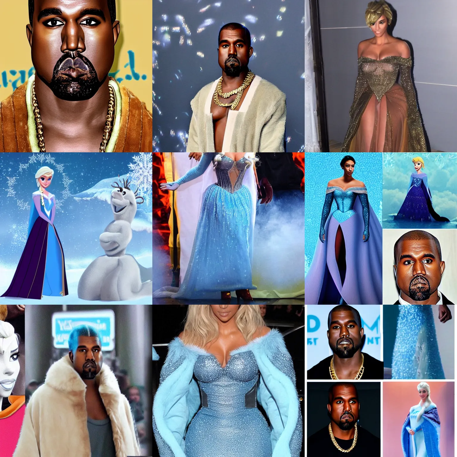 Prompt: kanye west as Elsa from Frozen