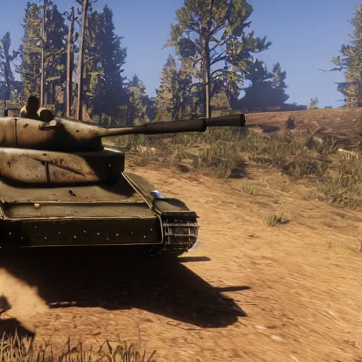 Prompt: tiger 2 tank in red dead redemption 2