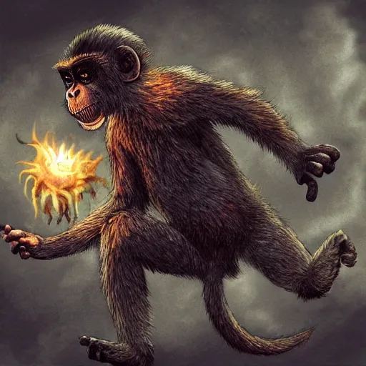 Image similar to monkey in the style of dark souls