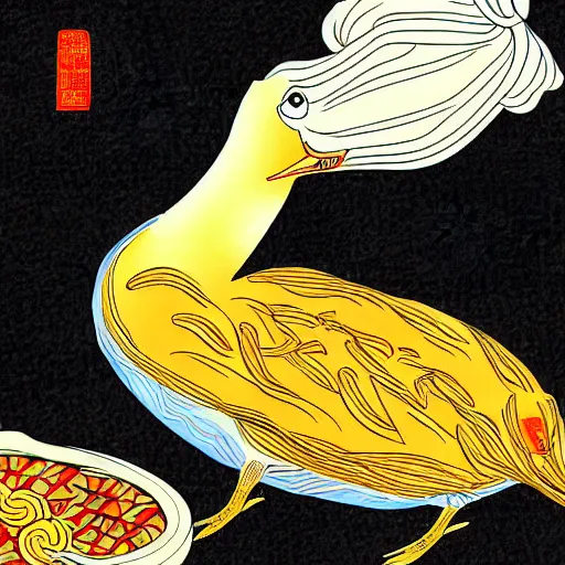 Image similar to beijing roast duck, digital art, style of traditional chinese painting