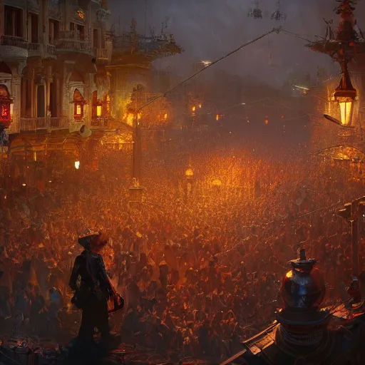 Image similar to carnaval de barranquilla, comprehensive art, thorough details, intricate, artstation, atmosphere, highly detailed, symmetrical, craig mullins, cinematic, digital painting, deviantart, cinematic lighting, 4 k