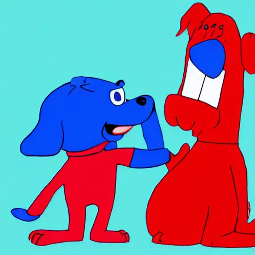 Image similar to blue from blues clues fighting clifford the big red dog