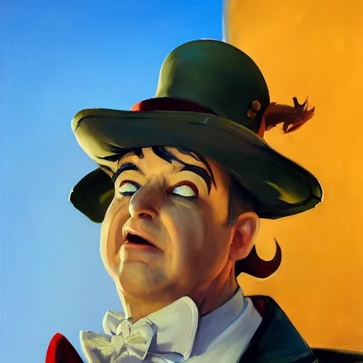 Image similar to greg manchess portrait painting of tweedles from alice in wonderland as overwatch character, medium shot, asymmetrical, profile picture, organic painting, sunny day, matte painting, bold shapes, hard edges, street art, trending on artstation, by huang guangjian, gil elvgren, ruan jia, randy vargas, greg rutkowski