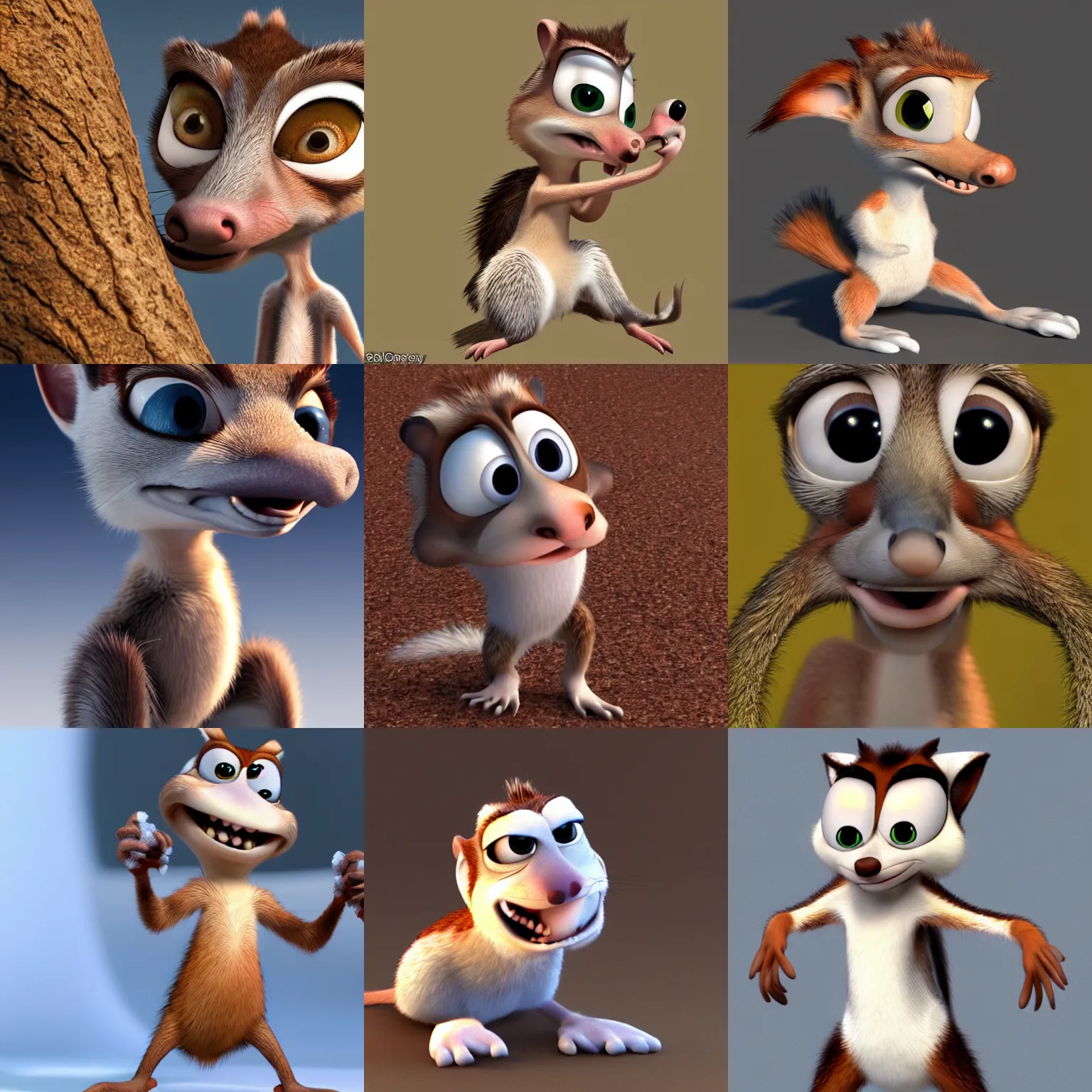 Prompt: scrat from ice age, ultra realistic, 3 d render, cute