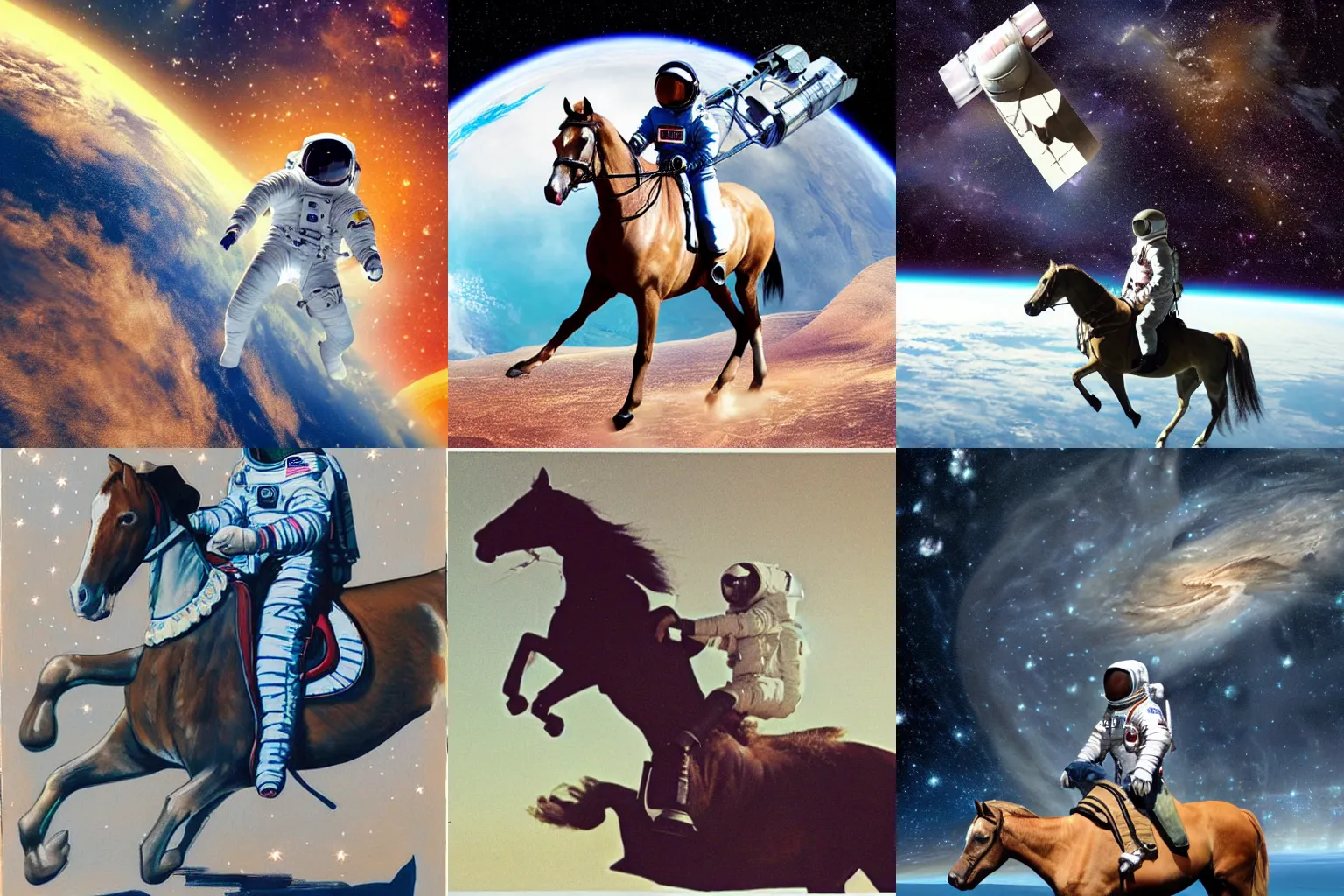 Prompt: astronaut riding a horse in space