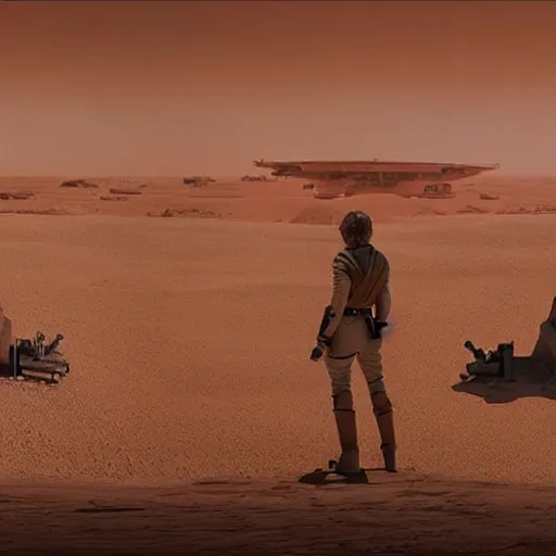 Image similar to panorama tatooine Luke skywalker