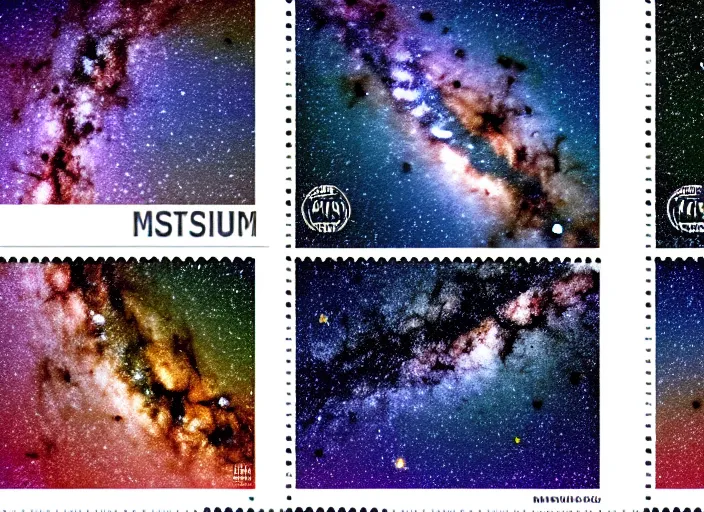 Image similar to a minimalistic milky way galaxy as a postage stamp, minimalistm, voroni diagram